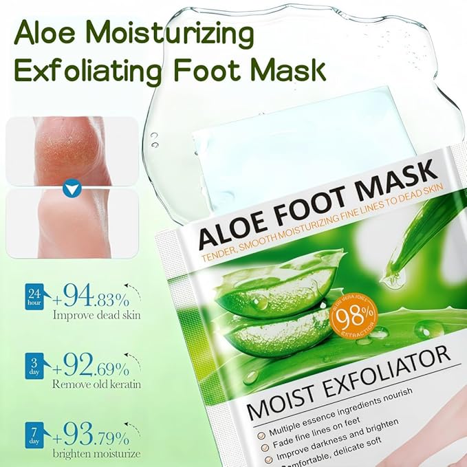 Aloe Vera Hand & Foot Mask Set (6 Packs: 3 Hand + 3 Foot) - Moisturizing Anti-Cracking for Dry Cracked Hands, Exfoliating Hydrating for Rough Feet, Spa-Grade for Women & Men