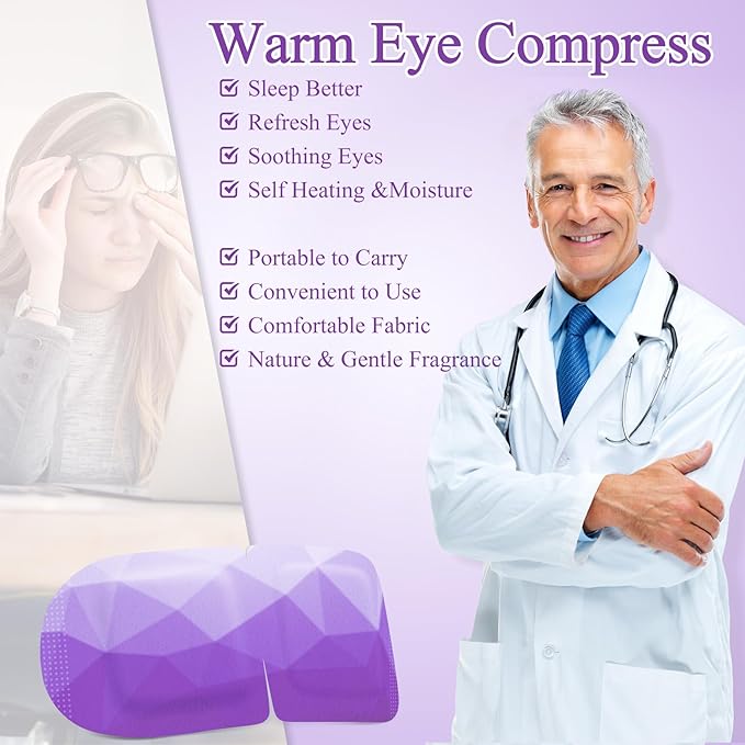 32Packs Steam Eye Mask, Heated Eye Mask for Sleeping, Warm Compress for Eyes, Self Heating Disposal Steam Mask for Home Sleep, Office, Spa, Travel Essentials Mothers Day Gifts (Lavender)