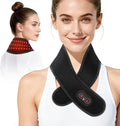 Neck Heating Pad with Massage, Heating Neck Wrap with 660nm 850nm Red Light, with 3000mAh Rechargeable, 3 Levels Heat & 3 Vibration Modes, Electric Nape Heating Pad for Soreness Stiffness