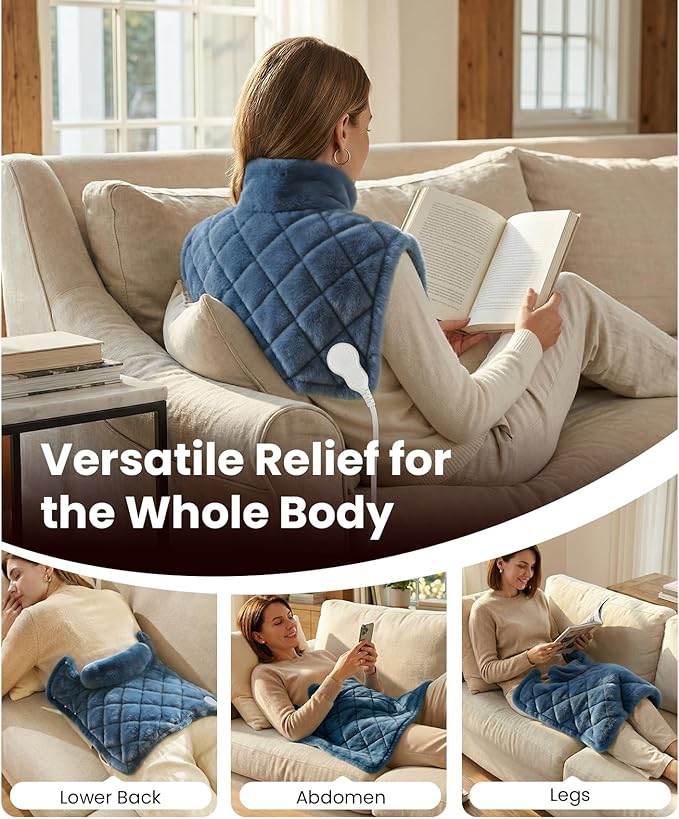 BOB AND BRAD Weighted Heating Pad for Neck and Shoulders, 2.2lb Electric Neck Wrap with Far-Infrared Ceramic Beads for Deep Tissue Pain Relief, 20"x22", FSA Eligible/HSA Eligible,Gift for Mom Women