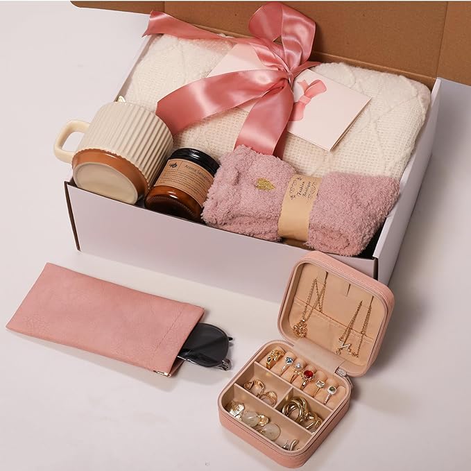 2026 Idea for Women Teen Girl-Regalos de Cumpleaños para Mujer Self Care Gifts for Women- Hug in a Box Get Well Soon Gifts Basket- Relaxation Gifts with Blanket Gifts