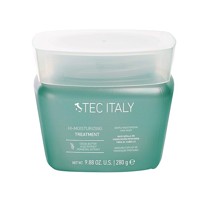 Tec Italy Hi-Moisturizing Hair Treatment for Dry & Damaged Hair, Deep Hydration Mask Restores Softness Shine & Moisture Balance, Helps Reduce Breakage, Professional Conditioning Care, 9.87 oz | Hydrating, Moisturizing