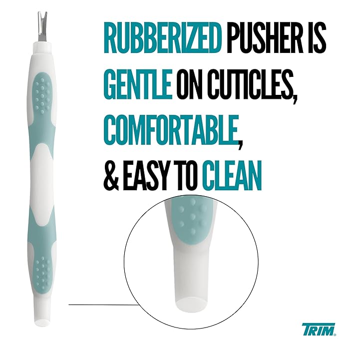 Trim Easy Hold Sure Grip Implements Cuticle Remover/Pusher, Dual Ended, Non Slip, Maximum Grip, V Tip, Cuticle Trimmer, Tool For Manicure & Pedicures, Ergonomic Design, Nail Care Essential, 1 Count