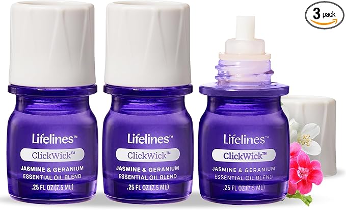 ClickWick Essential Oil Blends for Lifelines Diffusers, 3-Pack in Bloom Set - Essential Oil Blend Refill for Candle, Plant & Shower Aromatherapy Diffuser - Fragrance for Diffusers