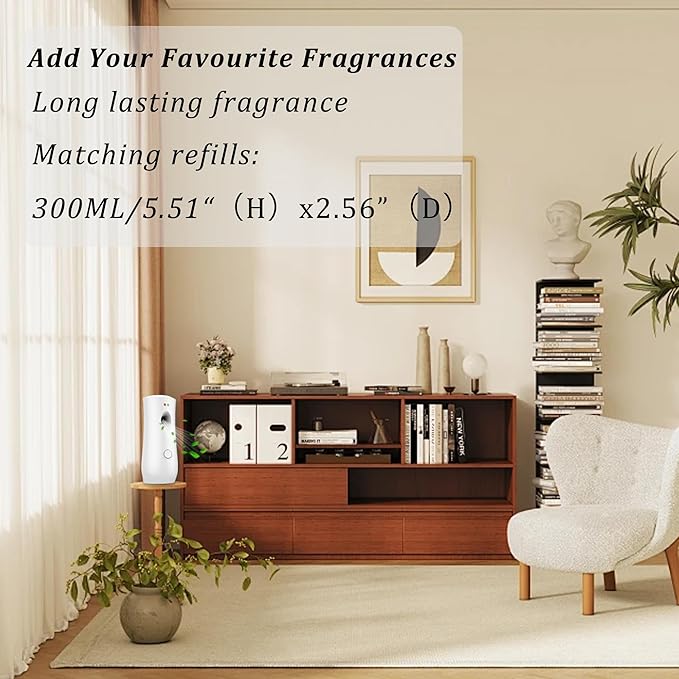 Automatic Air Freshener Spray Dispenser (8-Pack), Free Standing or Wall Mounted Adjustable Aromatherapy Machines for Home, Indoor, Bathrooms, Offices, Hotels and Commercial Places (White, 001)