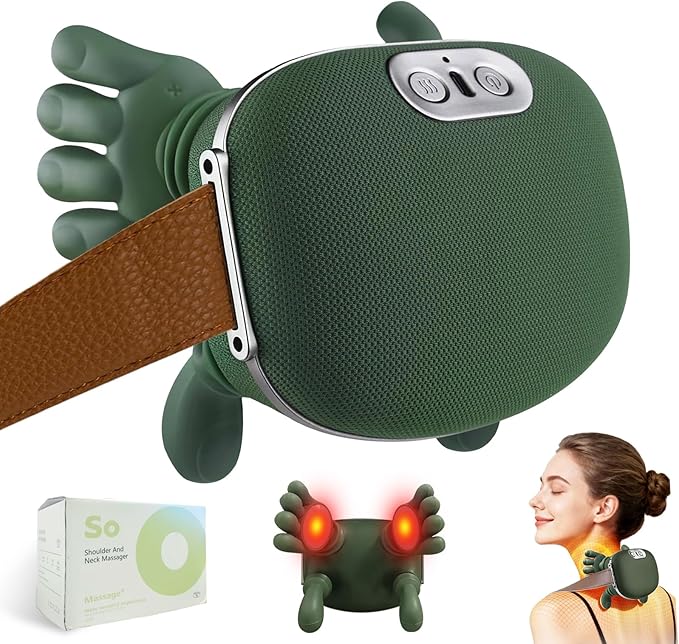 Shoulder and Neck Massager, Bionic Heated Massager, Neck Massager with Fingers, 4D Kneading Massage for Home and Travel