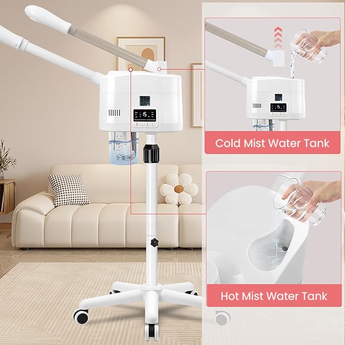 Salon Señor 2 in 1 Hot and Cold Facial Steamer,Professional Face Steamer on Wheels for Beauty Salon, Spa or Home Use