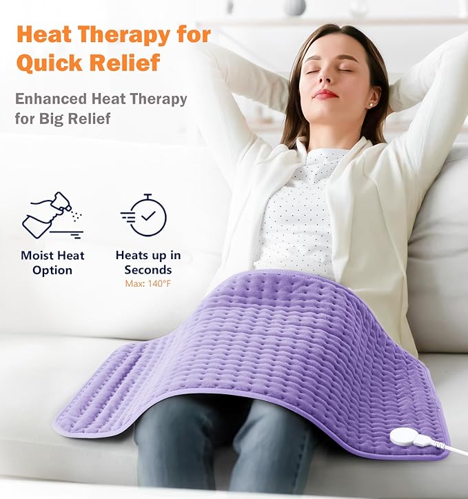 Heated Pad for Back/Neck/Shoulder Pain Relief - 17"x33" Electric Heating Pad with 6 Heat Settings, Auto-Off, 4 Timers - Ideal Gift for Women Mom Sister Wife Grandma on Mother’s Day Christmas Birthday