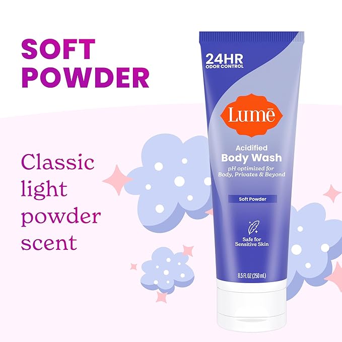 Lume Acidified Body Wash - 24 Hour Odor Control - Removes Odor Better than Soap - Hydrating Formula - Formulated Without SLS or Parabens - Safe For Sensitive Skin - 8.5 ounce (Soft Powder)