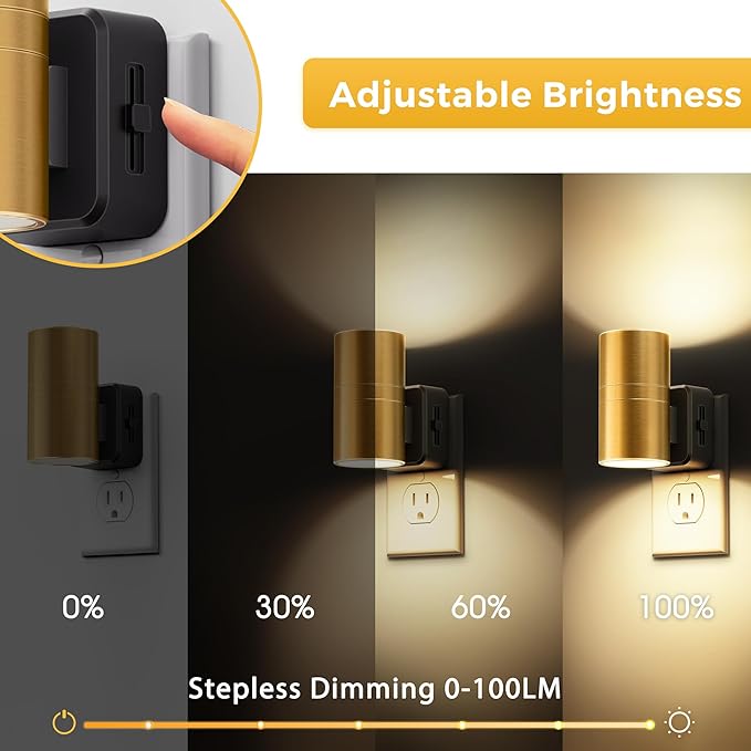 L LOHAS LED Night Light,Dimmable Night Lights Plug into Wall, 2 Pack Automatic Nightlight with Light Sensor, 3000K Soft White 0-100LM Modern Nightlight for Kids Bedroom Hallway