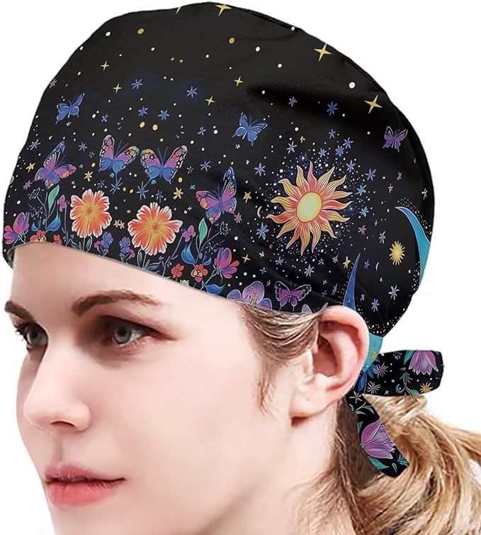 JoyLamoria Novelty Printed Cap with Sweatband Women Men Adjustable Tie Back Hats for Paiting