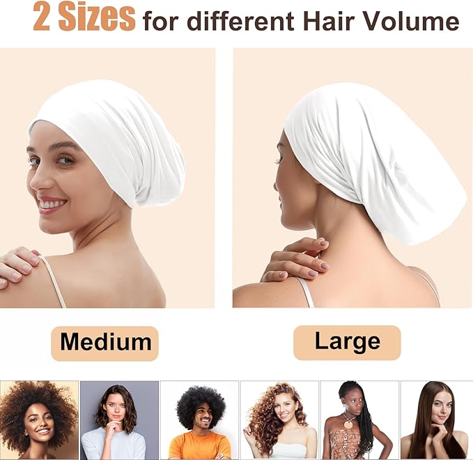 Satin Bonnet for Sleeping Night Cap, Adjustable Satin Lined Silk Bonnets Sleep Cap for Curly Hair Braids Beanie Black Women