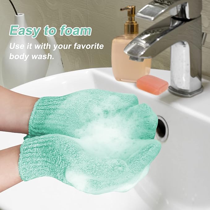 MIG4U Shower Exfoliating Scrub Gloves, Bathing Gloves Body Wash Dead Skin Removal Deep Cleansing Sponge Loofah for Women Men