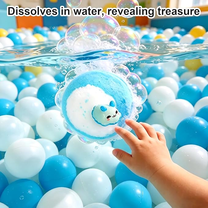Natural Bath Bombs for Kids with Mega Bubbles & Surprise Inside, 12 Pack Kids Bath Bombs Gift Set with Surprise Ocean Toys Inside, Skin-Friendly Bathing Kit for Boys & Girls