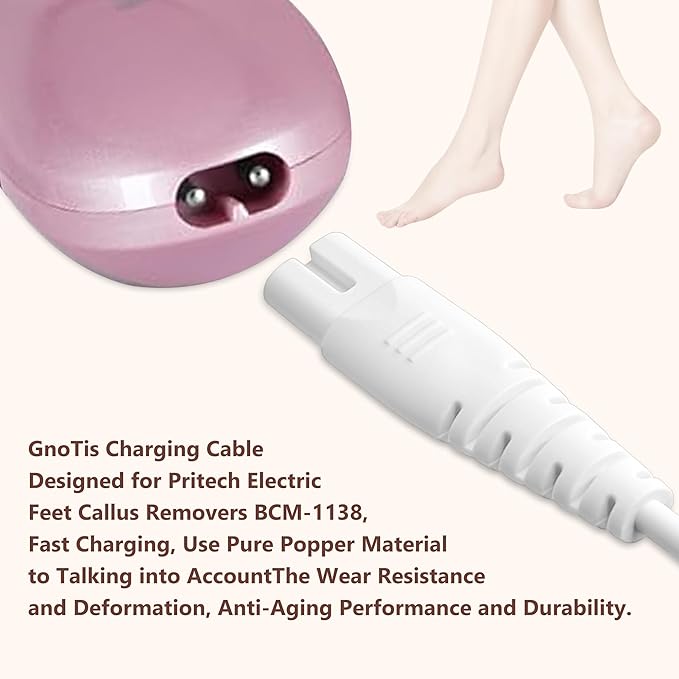 2 Pack Replacement Charger Cable for Electric Callus Remover for Feet, Compatible with Pritech Callus Remover BCM-1138 Electric Foot Callus Remover, Adapter USB Cable for Electric Feet Callus Remover