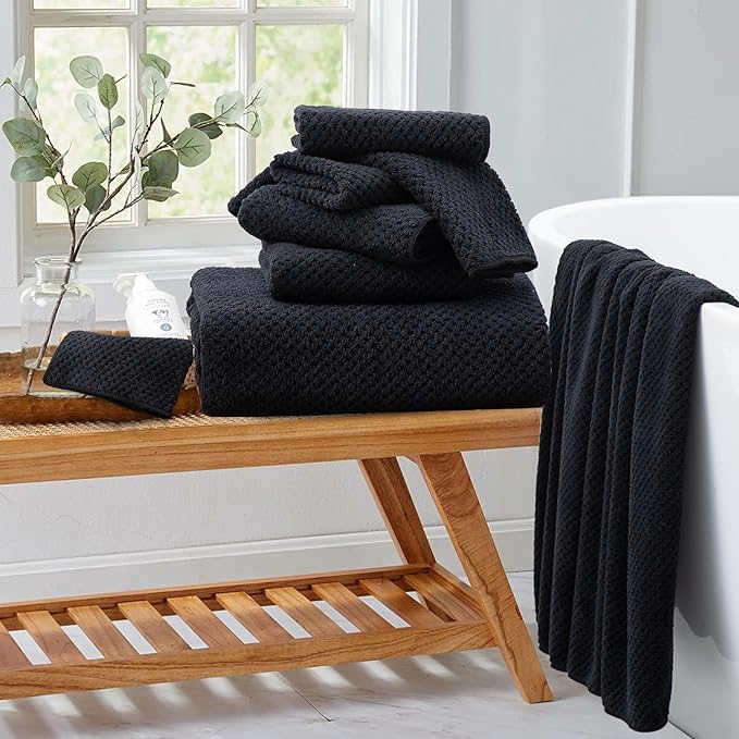 Black Hand Towels Set 2 Pack-16“x31”,Ultra Soft Microfibers Bathroom Towel Set Highly Absorbent Quick Dry Luxury Premium Towel Lightweight Durable Hand Towel Collection for Hotel Spa Gym Kitchen