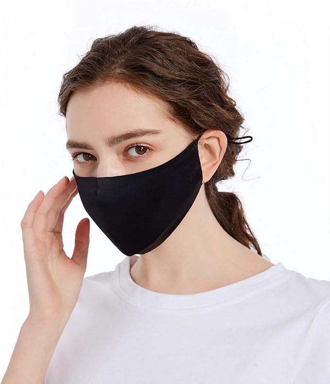ROSEWARD 100% Mulberry Silk Face Mask for Women Men Reusable Adjustable with Filter Pocket