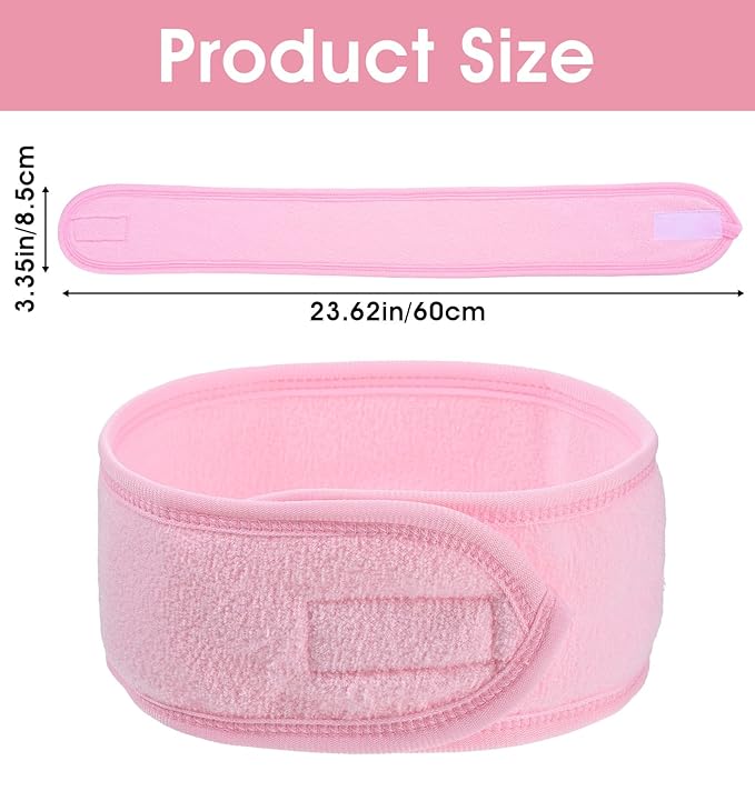 3 Pack Face Wash Headband, Adjustable Spa Headbands for Women, Non-Slip Terry Cloth Headband for Facial, Makeup & Shower, Soft Stretchable Hair Band