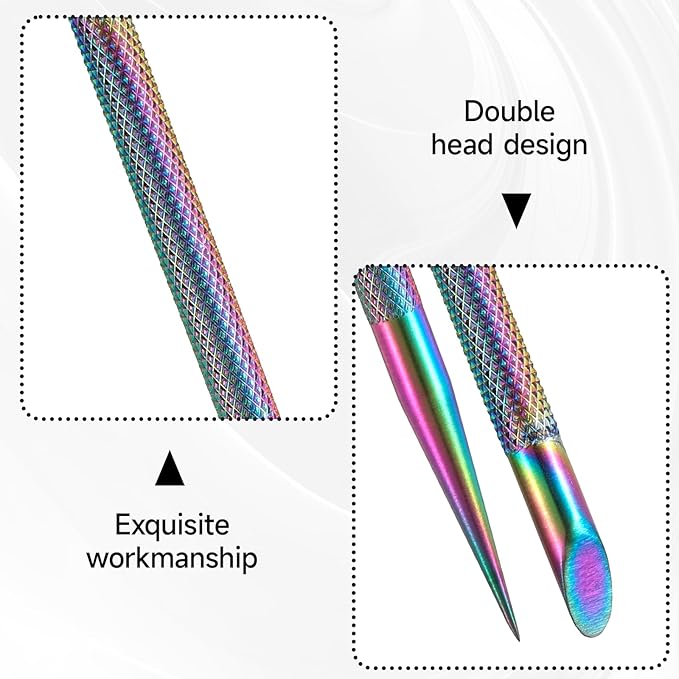 2Pcs Stainless Steel Cuticle Pusher Portable Nail Cleaner Remover Dead Skin Polish Peeler Cutter Professional Pedicure Nail Art Care Nails Cleaning Cuticle Stick for Fingernails Toenails Manicure
