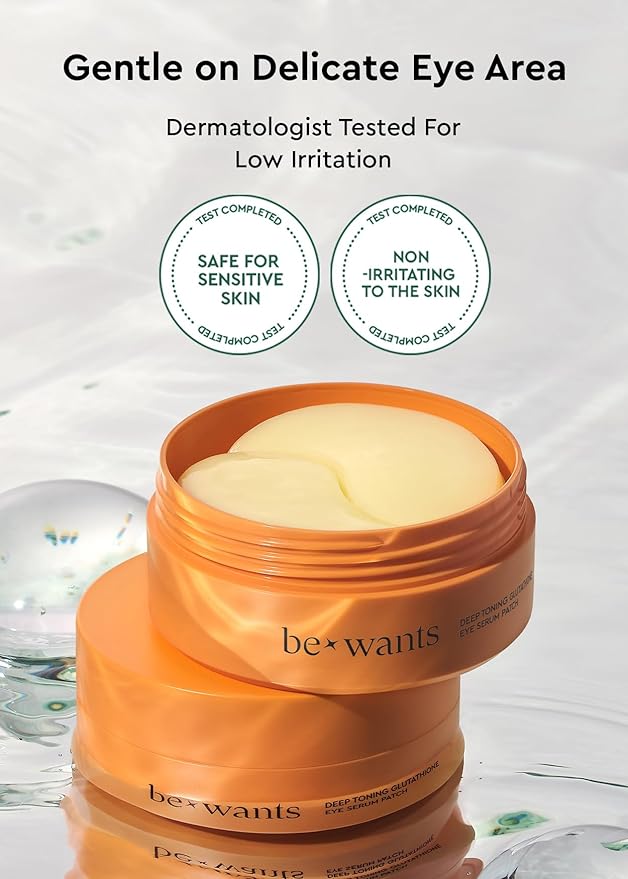 bewants Deep Toning Glutathione Eye Serum Patch | Korean Retinol and Caffeine Eye Patches | Advanced Glutathione Skincare Gel Patch | 60 Undereye Mask Patches | Mothers Day Gift