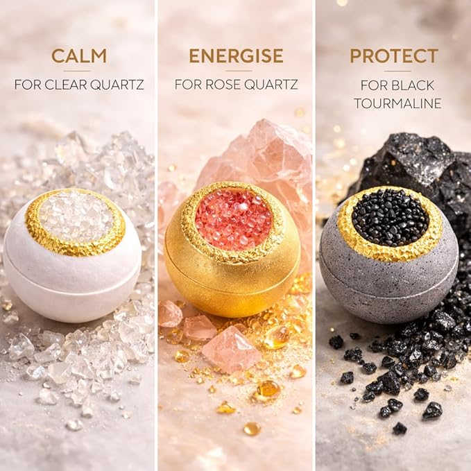 Crystal Luxe Bath Bomb Gift Set for Women, 6 Large Moisturizing Bath Bombs with Natural Oils, Luxury Home Spa Fizzies for Relaxation, Self Care, Birthday & Mothers Day Gifts