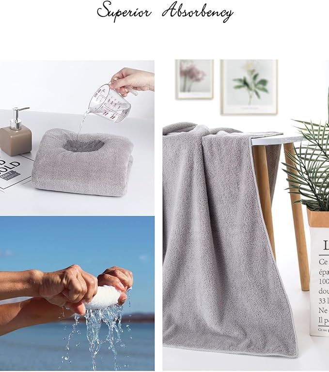 Lumimi Towels 6 Piece Multicolour Soft Microfiber Bath Towel Set Incredibly Absorbent Lightweight Quick Dry and Durable, 55" L x 27" W, 6 Pack White Dark Light Grey