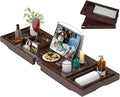 Bathtub Caddy Tray for Tub,Foldable Bath Table Trays,Bamboo Shelf with Book and Wine Glass Holder,Bathroom Accessories Suitable for Luxury Spa or Reading,Brown