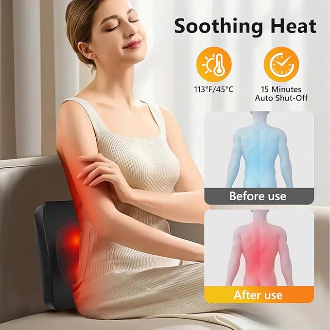 iKristin Back Massager with Heat,Shiatsu Neck Back Massager Pillow,Deep Tissue Kneading Back Massage,Massage Pillow for Shoulders,Legs,Foot,Body Muscle Relief,Neck Massager for Women/Men/Dad/Mom