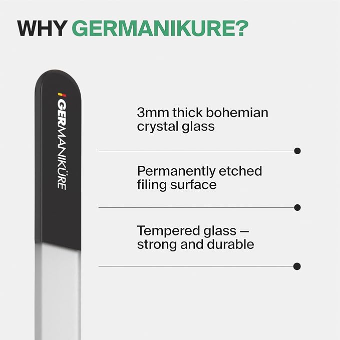 GERMANIKURE Glass Nail File in Suede Sleeve - Self Care is Sacred - Professional Crystal Nail File for Natural Nails - Ideal Manicure & Pedicure Tool for Smooth, Easy Shaping - Nail Care Gift