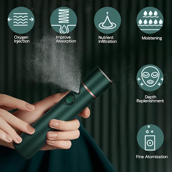 Elitzia Oxygen Facial Machine Oxygen Injection Skin Care Spa Nano Facial Mister Hydration Anti Aging Nourishing Handheld Atomizer Face Care Improve Absorption Portable Mist Sprayer Women 1PCS ETKD88SA