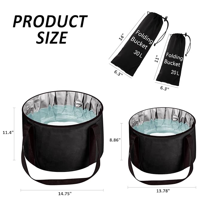 Foot Bath Basin 30L Collapsible Bucket, Portable Foot Soak Tub Feet Soaking Bucket for Outdoor Travel, Camping, Fishing（Black)