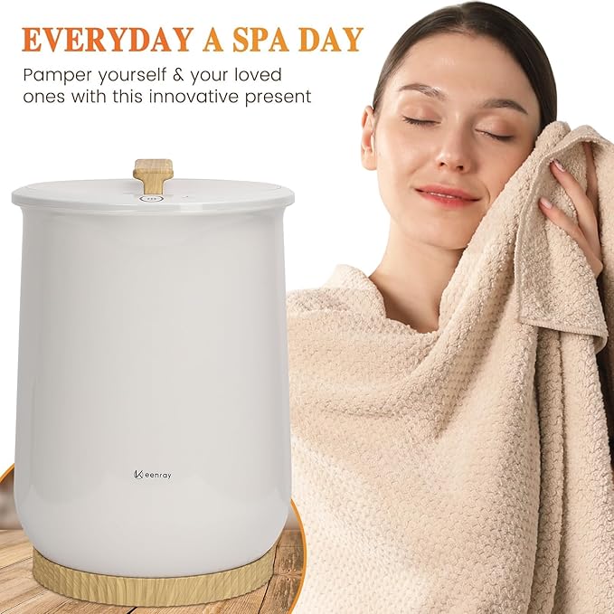 Keenray Towel Warmers, Luxury Bucket Towel Warmer, Large Towel Warmer for Bathroom, Auto Shut Off, Fits Up to Two 40"X70" Oversized Towels, Bathrobes, Blankets, PJ's and More, CL1