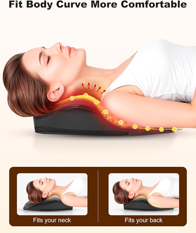Snailax Shiatsu Back Massager with Heat Vibration, Rechargeable Cordless Neck Back Massager for Pain Relief Deep Tissue, 4D Deep Kneading Back Massage Pillow, Gifts for Mom Dad-Home Office Use