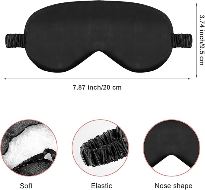 Dimeho 3 Pcs Sleep Mask Soft Silky Eye Masks Cover with Elastic Straps Effective Shading Blindfold for Sleeping Women Men Travel Eyeshade (Pink/Black/Green)