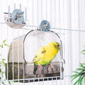 Bird Bath for Cage with Pull-Out Drawer, Grey Translucent Parakeet Bath Box for Inside Cage Use, No-Mess Enclosed Tub for Budgie, Canary, Lovebird, Finch, 6.1 x 5.1 x 6 Inches (Gray)