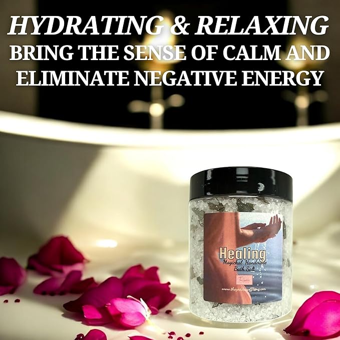 Healing Bath Salts – Dead Sea Salt Bath Soak for Relaxation, Spiritual Cleansing & Ritual Use 12oz
