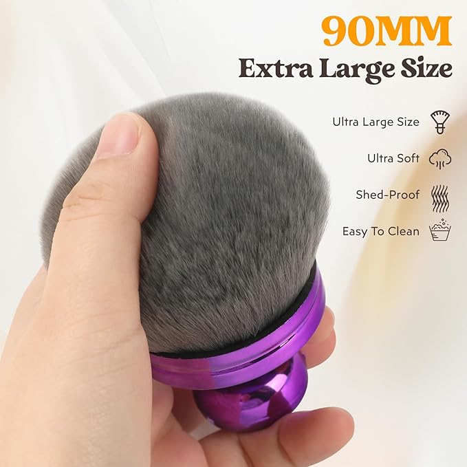 Extra Large Body Brush for Self Tanner, Leg Makeup & Bronzer Self Tan Applicator【Ultra Soft】【Shed-Proof】【Easy To Clean】3.3 inch Wide Round Head Brush, Light Rosegold-Brown