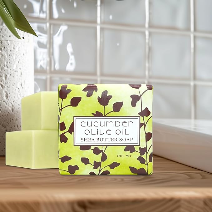 Greenwich Bay Mini Botanical Soap Bars – 12 Pack 1.9 oz Each – Individually Wrapped Guest Soaps for Airbnb, Spa, Travel, Bath – Travel Size Bar Soap Set, Cucumber Olive Oil