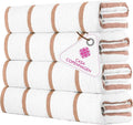 CASA COPENHAGEN Cabana Pool 4Pcs 100% Egyptian Cotton Large Designer Beach Towels Gift Set- White Beige, 500GSM, 55"x27", 4 Beach Bath Towels (Box Pack, Set for Women & Men)