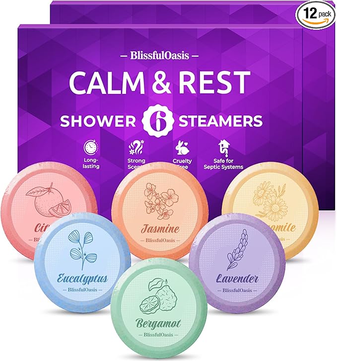 Shower Steamers, 12 Packs Shower Bombs with Natural Fragrance, Relaxation & Self-Care Presents for Women and Men, Shower Bath Bombs with Birthday Presents for Loved Ones