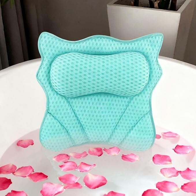 Bath Pillow,Ergonomic Bathtub Pillows for Tub Neck and Back Support,with 6 Powerful Suction Cups,Provide Shoulder and Back Relaxing,Bath Accessory,Fits All Types Bathtub(Blue)