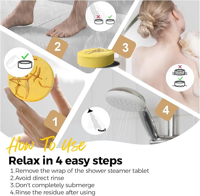 SWCANDY Shower Steamers Aromatherapy Birthday Gifts for Women Travel Essentials, 8 Pcs Lemon Mint, Bath Bombs Shower Bombs with Natural Essential Oils, Relaxation Home SPA