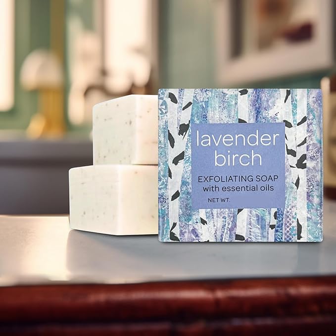 Greenwich Bay Mini Botanical Soap Bars – 12 Pack 1.9 oz Each – Individually Wrapped Guest Soaps for Airbnb, Spa, Travel, Bath – Travel Size Bar Soap Set, Lavender Birch
