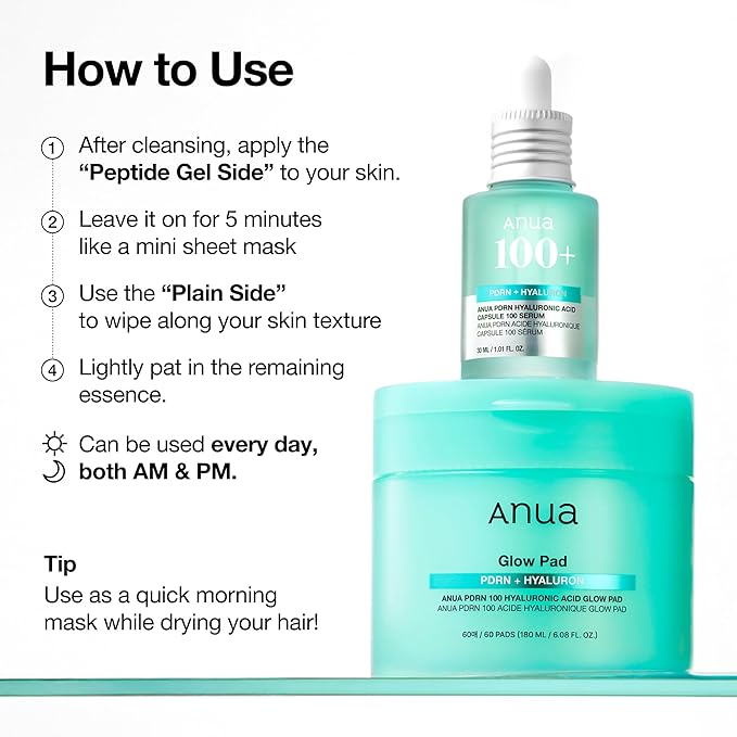 Anua PDRN 100 Hyaluronic Acid Pad, Hydrating Dual-Textured Toner Pads, Salmon DNA & Collagen Face Pads for Glass Skin Glow & Makeup Prep, Sensitive & Dry Skin, Korean Skincare, 6.1 fl oz, 60 Pads