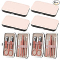 6 Sets Manicure Set 8 in 1 Stainless Steel Nail Clippers Pedicure Kit, Professional Manicure Grooming Kit Cuticle Nail Care Foot Pedicure Tools with Portable Travel Case for Men Women Gift (Rose Gold)