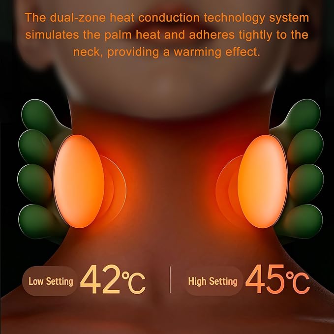OTAVILEM Neck Massager with Heat, Shiatsu Neck and Back Massager with 4D Kneading,Simulated Human Hand Design Electric Deep Tissue Massage for Pain Relief and Muscle Relax