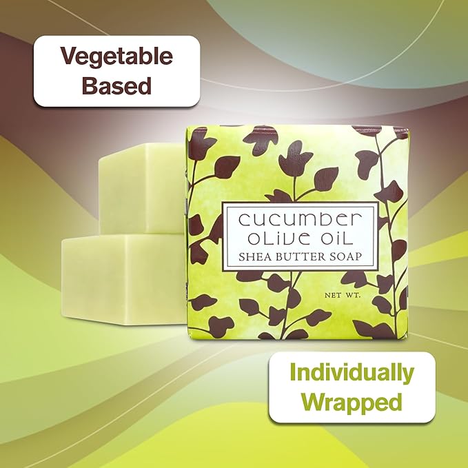 Greenwich Bay Mini Botanical Soap Bars – 12 Pack 1.9 oz Each – Individually Wrapped Guest Soaps for Airbnb, Spa, Travel, Bath – Travel Size Bar Soap Set, Cucumber Olive Oil