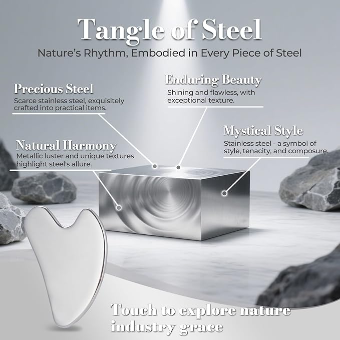 Stainless Steel Gua Sha Facial Tools | Premium Face & Body Massage Scraper for Skin Tightening & Sculpting | Gua Sha Beauty Tool for Jawline, Neck & Eyes with Travel Pouch – Perfect Skincare Gift