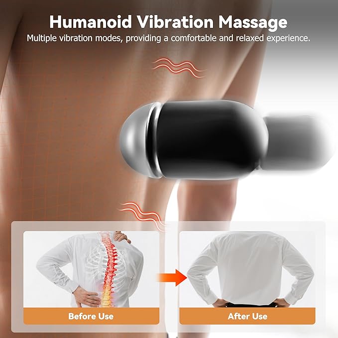 3 in 1 Smooth Spine Triple Fusion Back Massager with 118-inch USB Cable, Heated & Vibration &Traction Back Massager for Pain Relief Deep Tissue,Relaxation Lumbar Pillow for Office Home Use