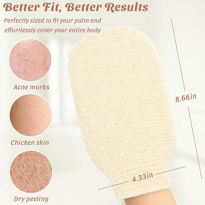 2-Pack Hemp Bath Gloves – Natural Shower Mitts for Body Scrub, Gentle Exfoliating Washcloth Mittens for Men & Women Skincare